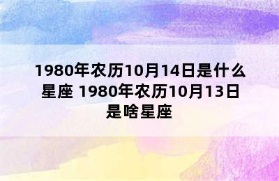 1980年农历10月14日是什么星座 1980年农历10月13日是啥星座